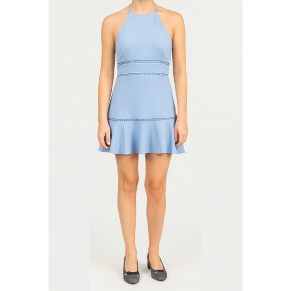 B. Smart Halter Dress - Eyelet Trim, Ruffle Hem - Party, Cocktail - Size 17 - Picture 1 of 6